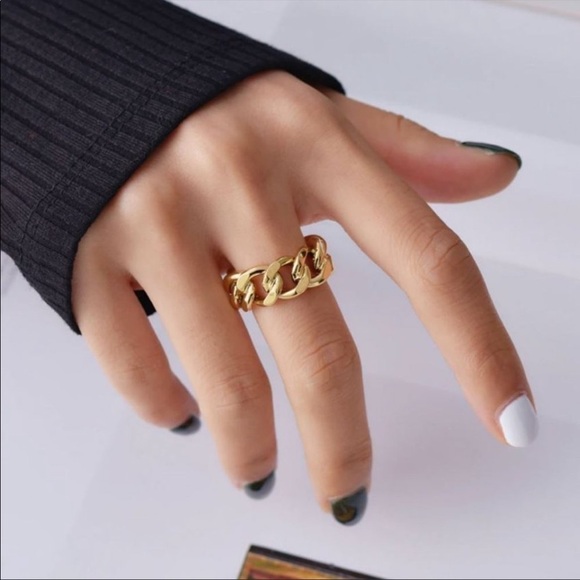 💎new 925 Sterling Chunky Chain Ring Resizable - Picture 5 of 11